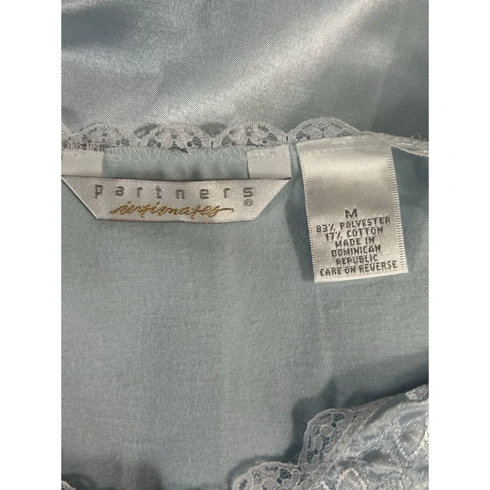 Partners Intimates Nightgown Medium Blue Lace Embroidered Victorian Grannycore